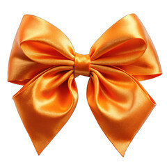 Silk orange bow isolated on transparent background