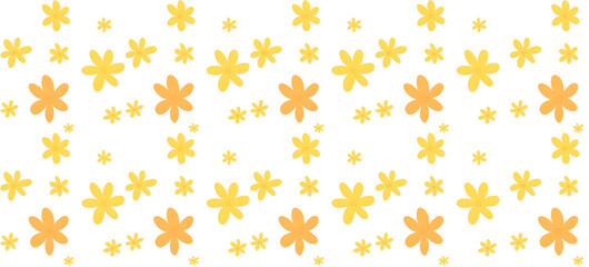 Big and Small Yellow Seamless Floral Pattern with White Background