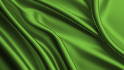 green satin background, smooth wave textile