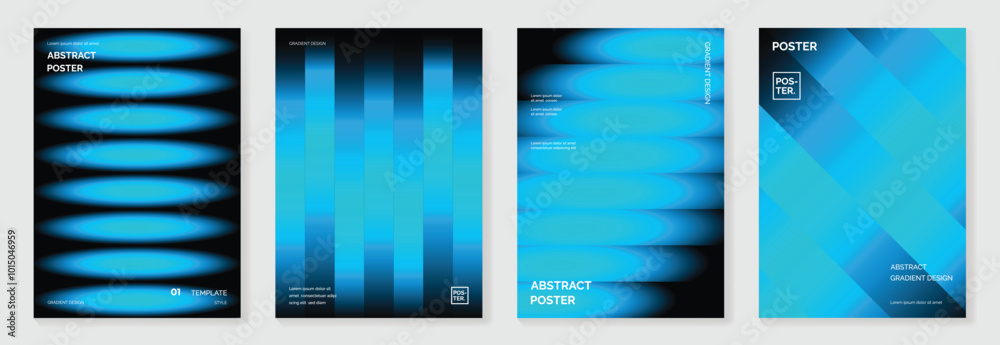 Wall mural modern gradient poster background vector set. minimalist cover template with monotone perspective ge