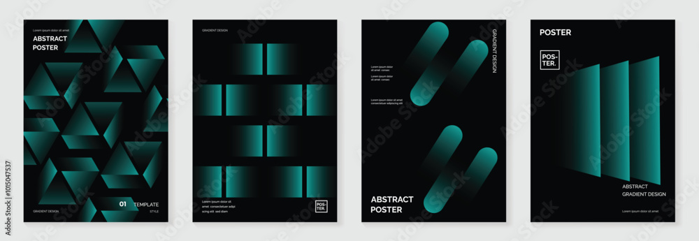 Canvas Prints modern gradient poster background vector set. minimalist cover template with monotone perspective ge