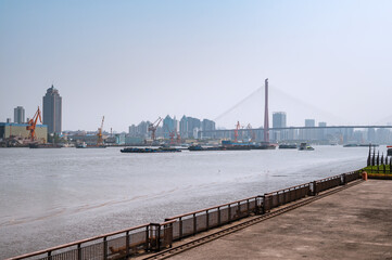 Urban Scenery along the Huangpu River in Shanghai