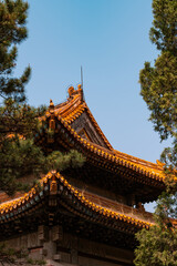 Obraz premium The eaves of Qing Dynasty palace buildings in China