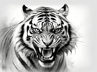 Obraz premium a illustration of angry tiger in white background