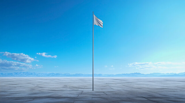 White empty flagpole symbolizing defeat.
An empty flagpole, devoid of any flag, symbolizing the loss of national identity or power.