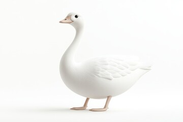 Obraz premium 3D icon minimal on isolated white background, white duck figure on a minimalistic background, 3D rendering illustration