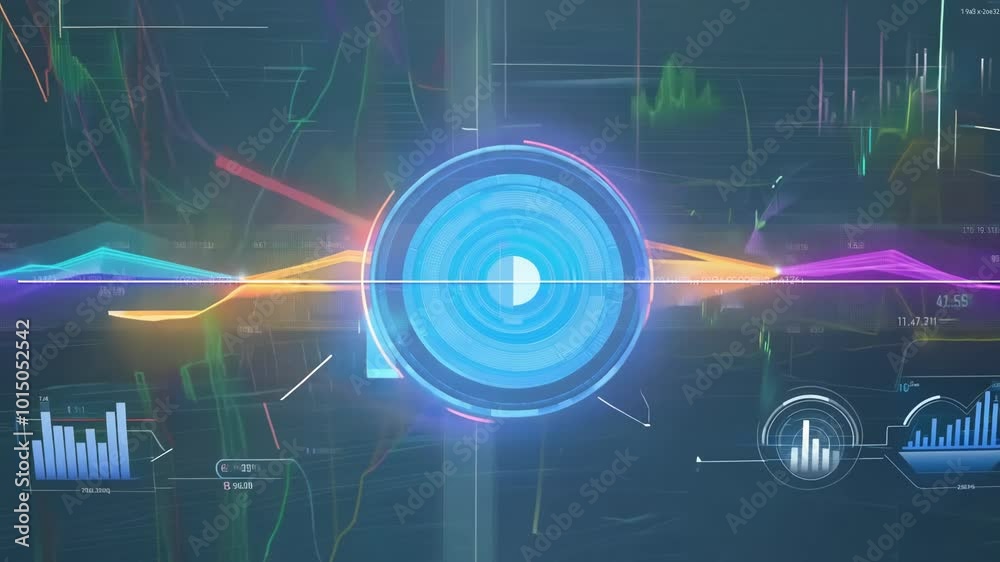 Poster Data analysis concept with infographic charts and graphs in motion