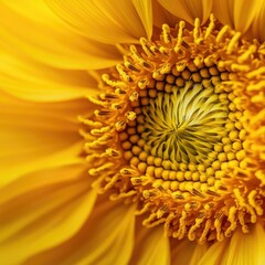 A macro shot of a yellow sunflower, focusing on the intricate center details and the soft texture of the petals