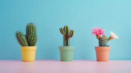 Digital 3d cactus border plant abstract graphic poster web page PPT background. Nature and botany concept for design, invitations, and print. wallpaper with copy space