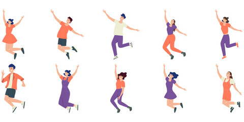 Happy People Jumping Illustration