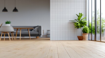 Bright and modern living space featuring wooden flooring, plants, and contemporary furniture, perfect for interior design inspiration.