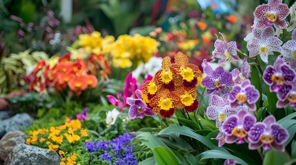 Obraz premium Colorful and Vibrant Floral Garden with Blooming Flowers