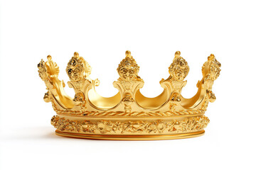 A golden crown with royal symbols, on a white background.