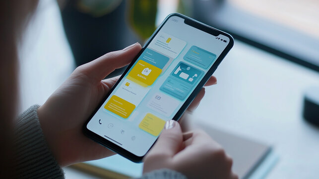UX/UI designer testing mobile app interfaces to improve user experience on smartphones.