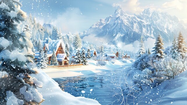 Design Image on Winter Background - a charming and cold-season visual. The design stands out gracefully against the wintry backdrop.