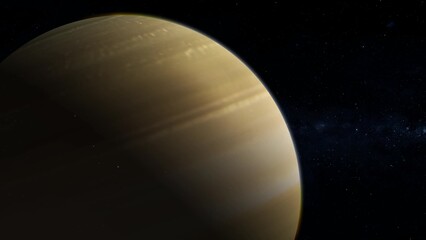 Saturn planet in space, 3d Saturn planet zoom in on space with star