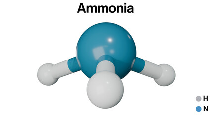 Ammonia Molecular Structure, NH3, Chemical Compound, Chemistry, Science Illustration