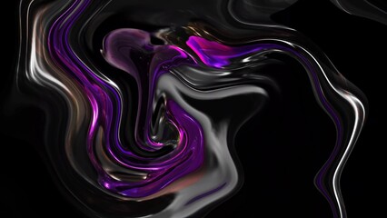 Abstract background oily glossy material twisted liquid, abstract black purple liquid wave