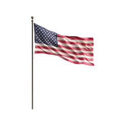 Fototapeta premium American flag waving, white isolate background transparent background