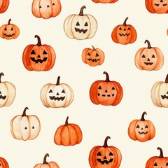 Minimalist Watercolor Pumpkin Pattern Design