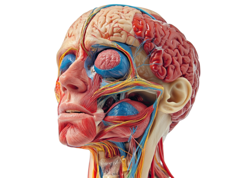 Human Anatomy Model   Head Muscles  Nerves  and Brain