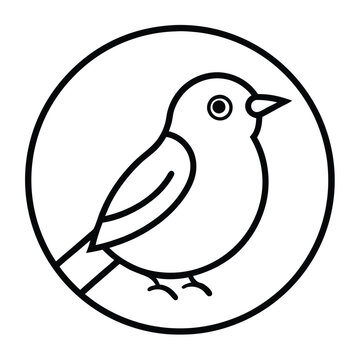 recommend clip art: Japanese robin  bird line art drawing silhouette illustration on a white background 