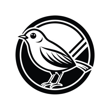 recommend clip art: Japanese robin  bird line art drawing silhouette illustration on a white background 