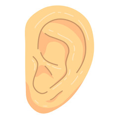 Simple vector of a human ear. This is a stylized representation that captures the basic shape and structure of the ear without the simple complicated details of the human ear.
