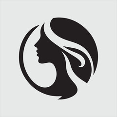 a  vector Style  silhouette  of woman logo  with a white background