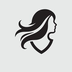 a  vector Style  silhouette  of woman logo  with a white background