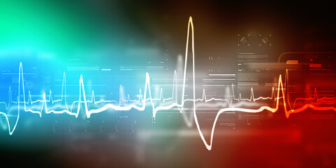 2D illustration Heart cardiogram background