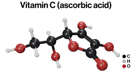 Vitamin C Molecular Structure, Ascorbic Acid, Nutrition, Biochemistry, Science Illustration