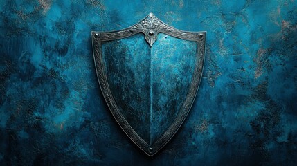 Fototapeta premium Psychological armor shield protecting vulnerable inner self, steel blue backdrop