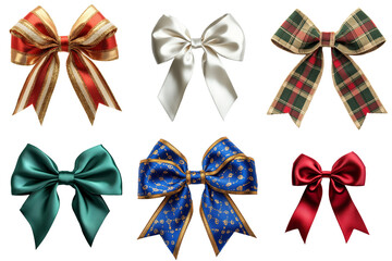 Set of ribbon bows on a transparent background