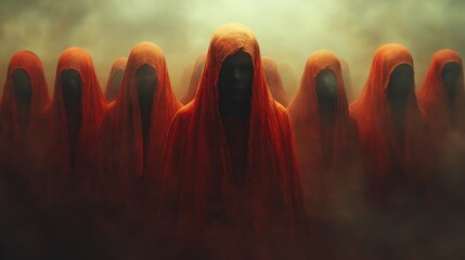 A group of people are wearing red robes