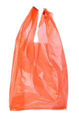 Orange plastic bag isolated on white background