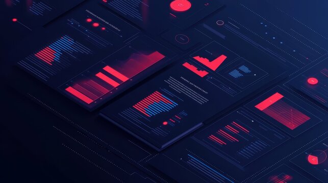 Innovative product launch strategies with eye-catching visuals and metrics, on a dark blue background