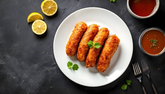 Egyptian Mombar Sausages with Rice Stuffing and Dipping Sauces (Egyptian Cuisine)