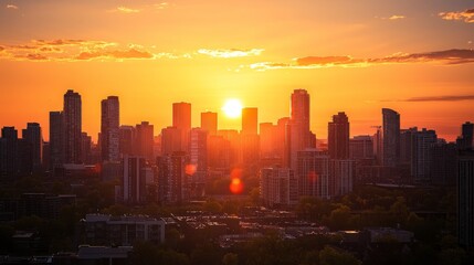 Fototapeta premium 0609 90 Solar energy powering a modern eco-friendly city skyline at sunset 
