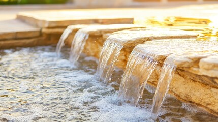Elegant Cascading Fountain with Flowing Water