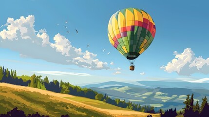 Fototapeta premium Minimalist Hot Air Balloon Vector Graphic