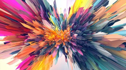 Vibrant abstract explosion of colors showcasing a burst of artistry and creativity.
