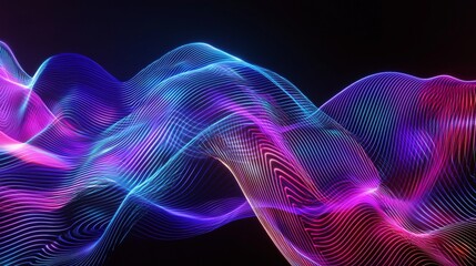 Fototapeta premium Vibrant abstract waves in shades of blue and pink, creating a dynamic and glowing visual experience.