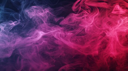 Obraz premium A mesmerizing blend of violet and crimson smoke swirling elegantly in a dark background.