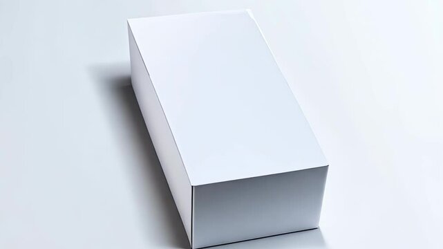 White rectangular packaging box mockup with a minimalistic design, perfect for product branding or display