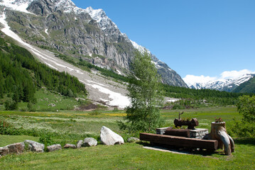 A beautiful landscape of the Monte Bianco valley with the highest mountain in Europe as key subject