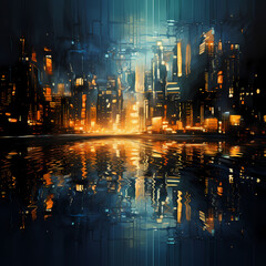 Obraz premium Abstract city lights reflected in water.