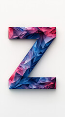 Fototapeta premium The letter Z is rendered in a blue and pink geometric style, creating a modern and abstract look.