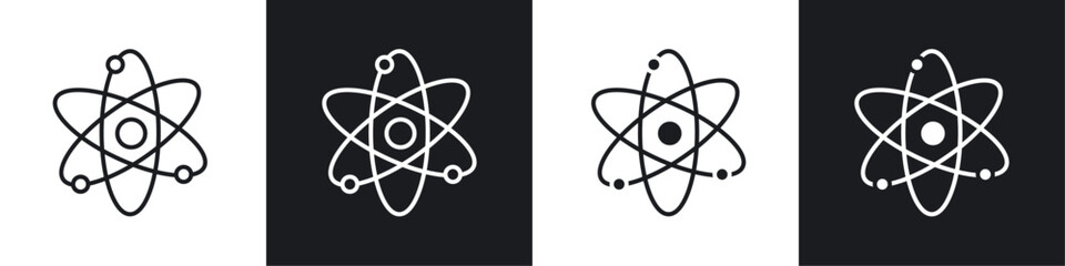 Atom icon vector icon set black filled and outlined style.