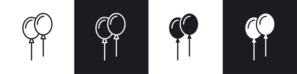 Balloons icon vector icon set black filled and outlined style. © ramsey